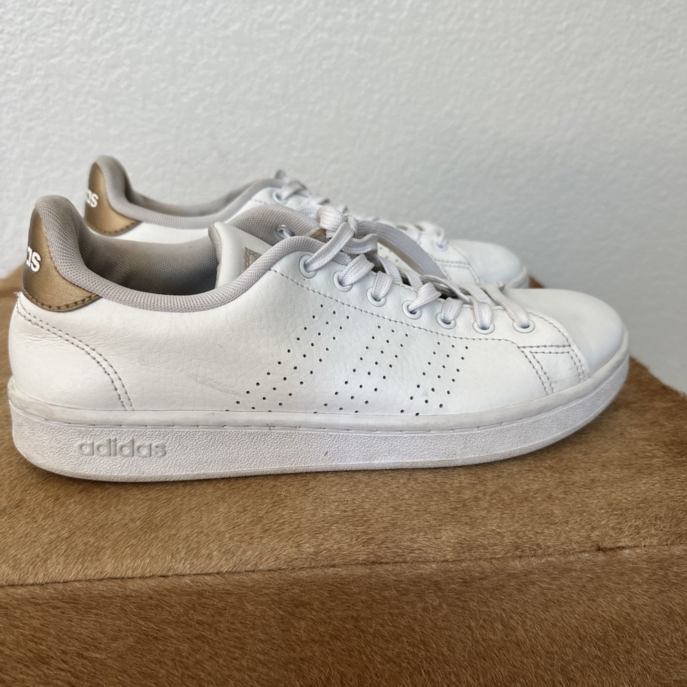 adidas Women's White Sneakers with Gold Heel Tab